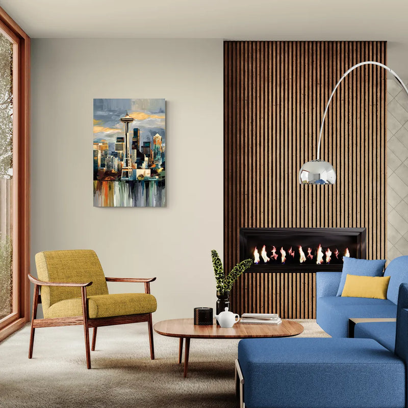 Seattle Skyline Panorama - Canvas Wall Art Living Room