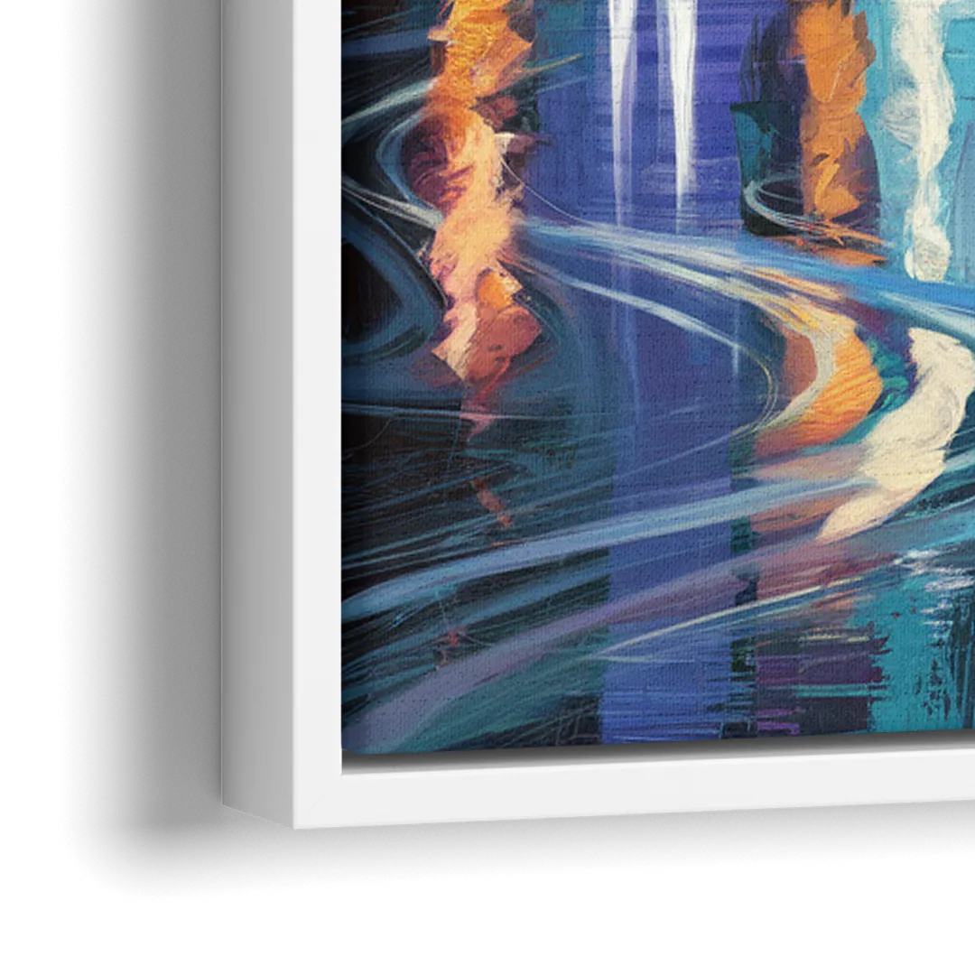 Minneapolis Urban Skyline Reflection - Close-Up White Frame Canvas