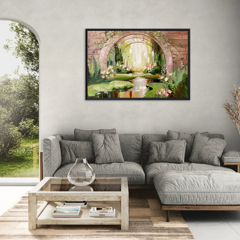Fort Worth Botanical Gardens View - Living Room Black Frame Canvas
