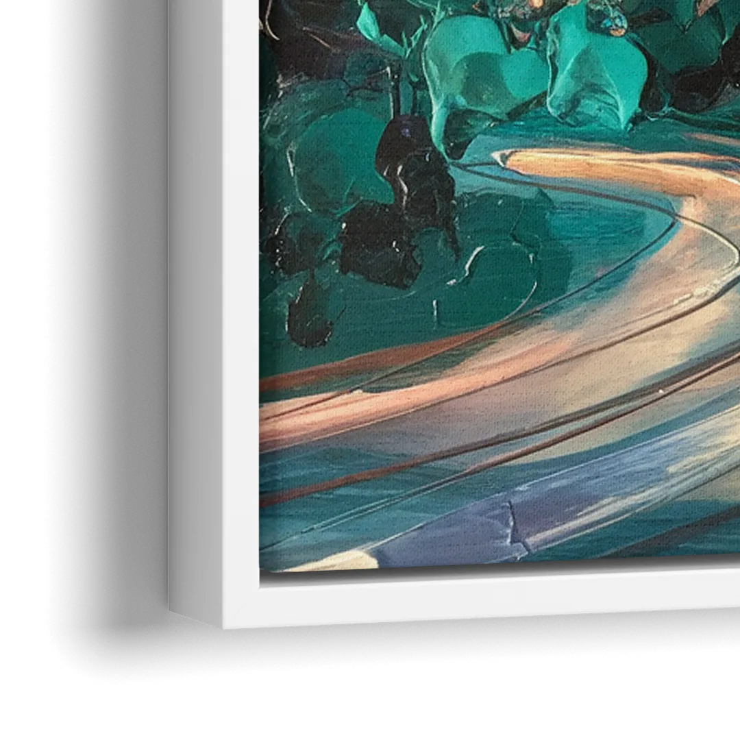 Raleigh Contemporary Cityscape - Close-Up White Frame Canvas