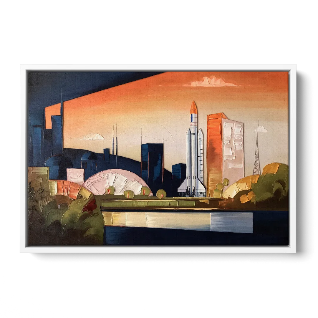 Huntsville Modern Cityscape - White Frame Canvas