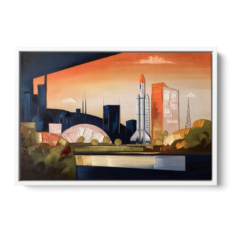 Huntsville Modern Cityscape - White Frame Canvas