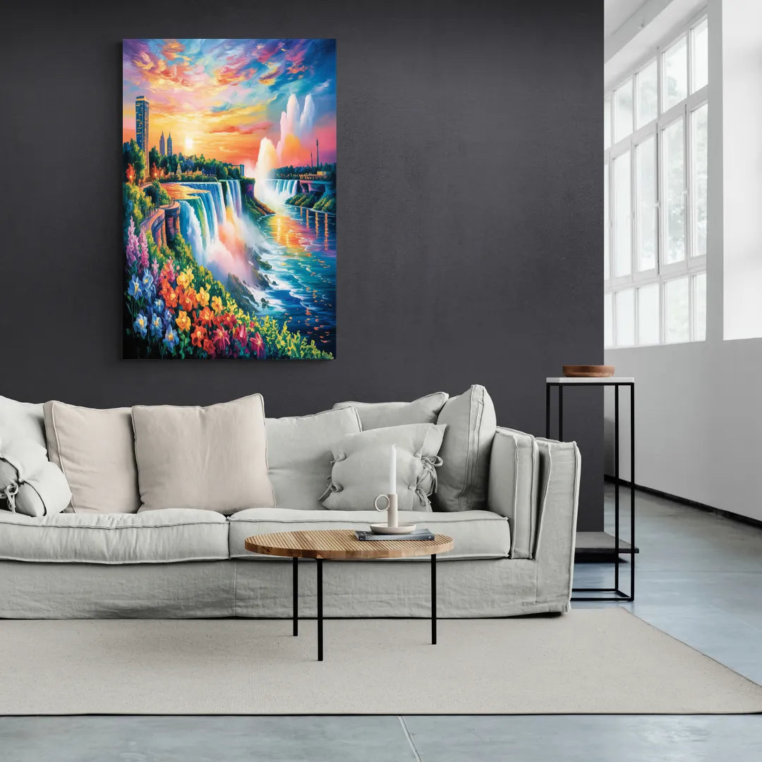 Niagara Falls Sunset Glow - Canvas Wall Art Living Room