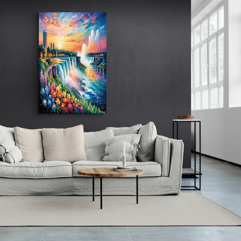 Niagara Falls Sunset Glow - Canvas Wall Art Living Room