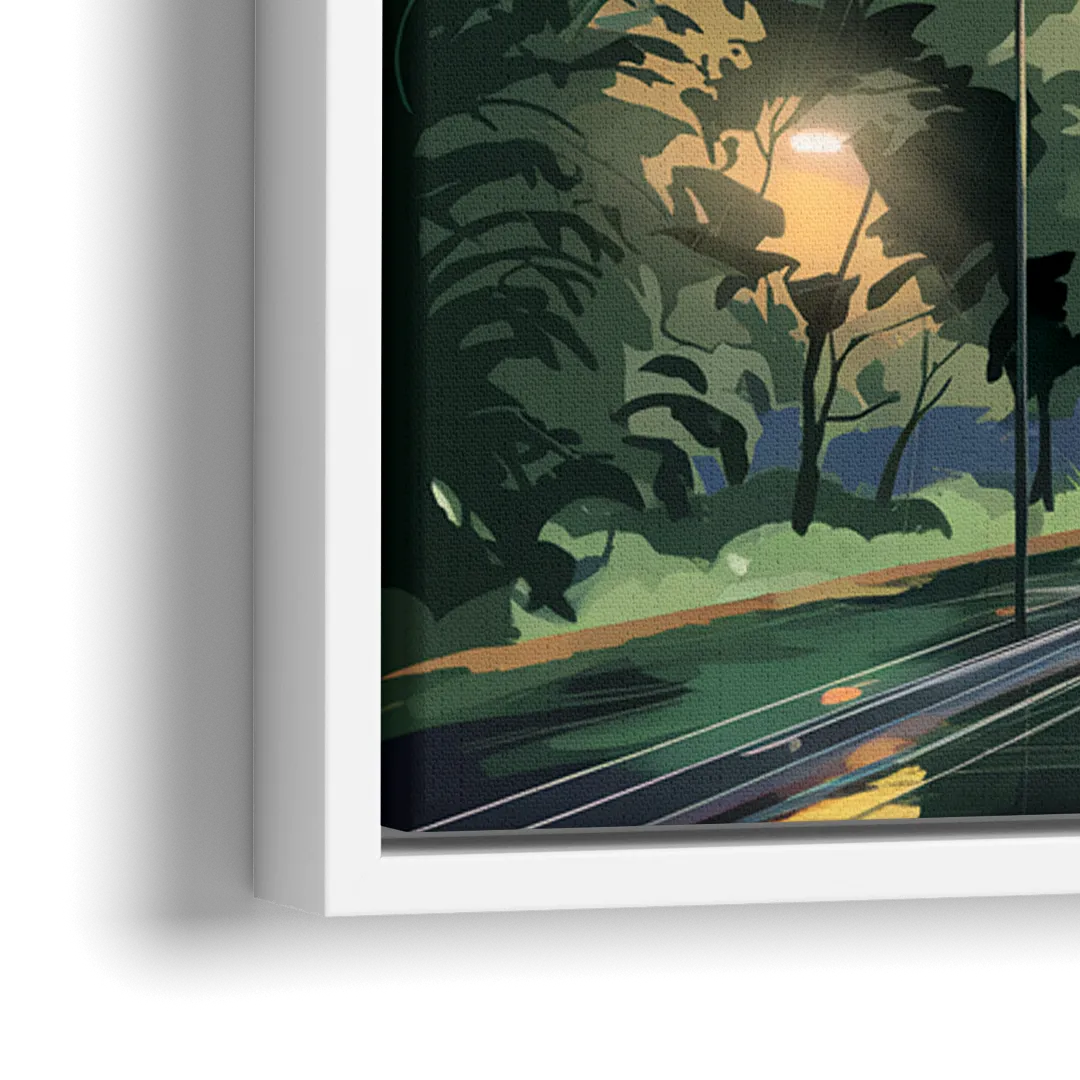 Seattle Rainy Day Skyline - Close-Up White Frame Canvas