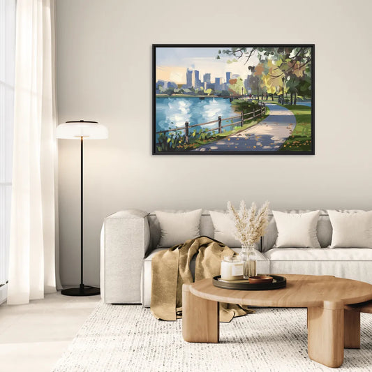 Burlington Lakefront Pathways - Living Room Black Frame Canvas