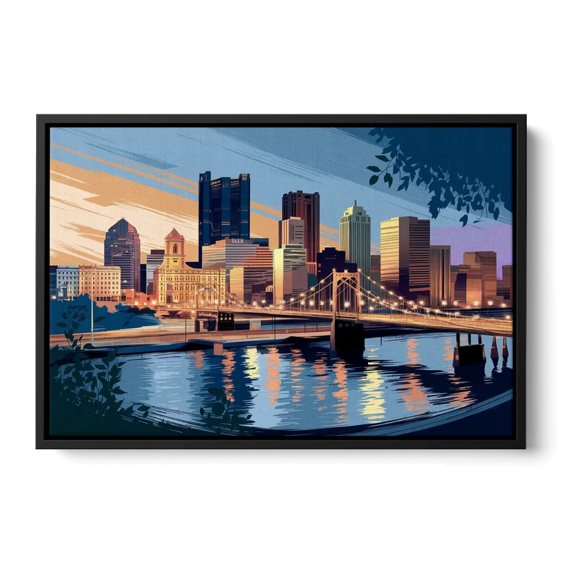 Pittsburgh Urban Aesthetic View - Black Frame Canvas