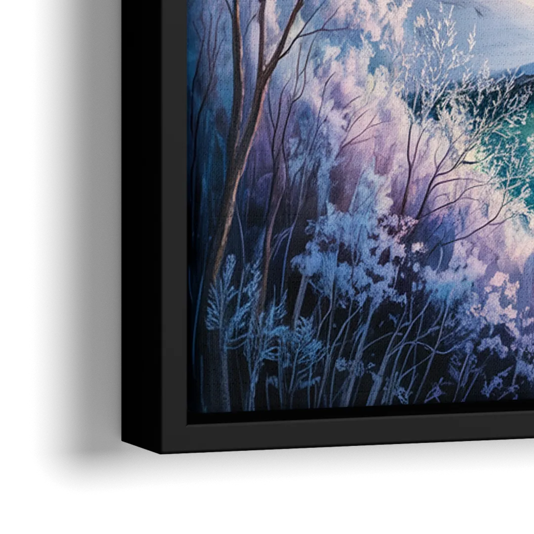 Niagara Falls Winter Freeze - Close-Up Black Frame Canvas