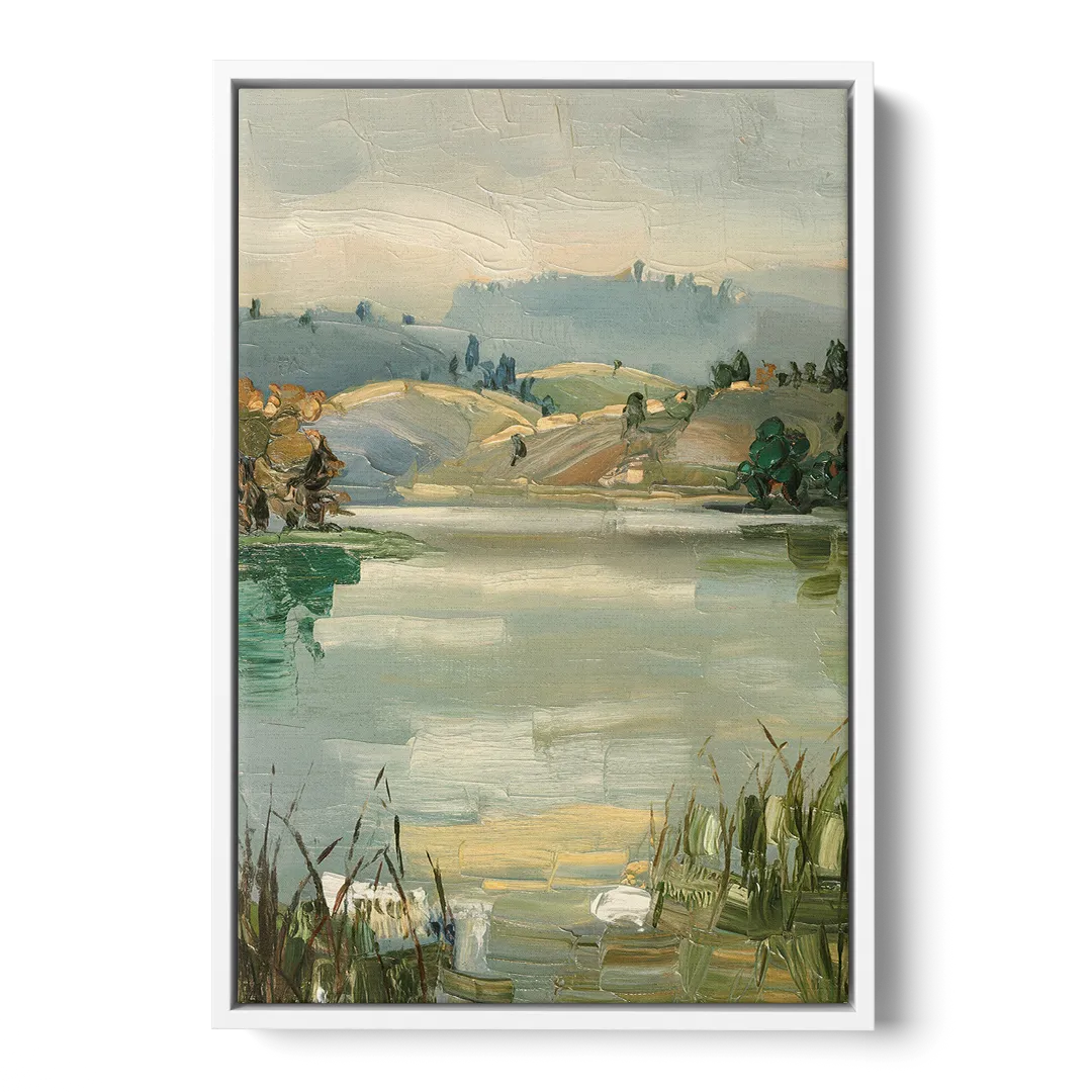 Burlington Peaceful Lakeside - White Frame Canvas