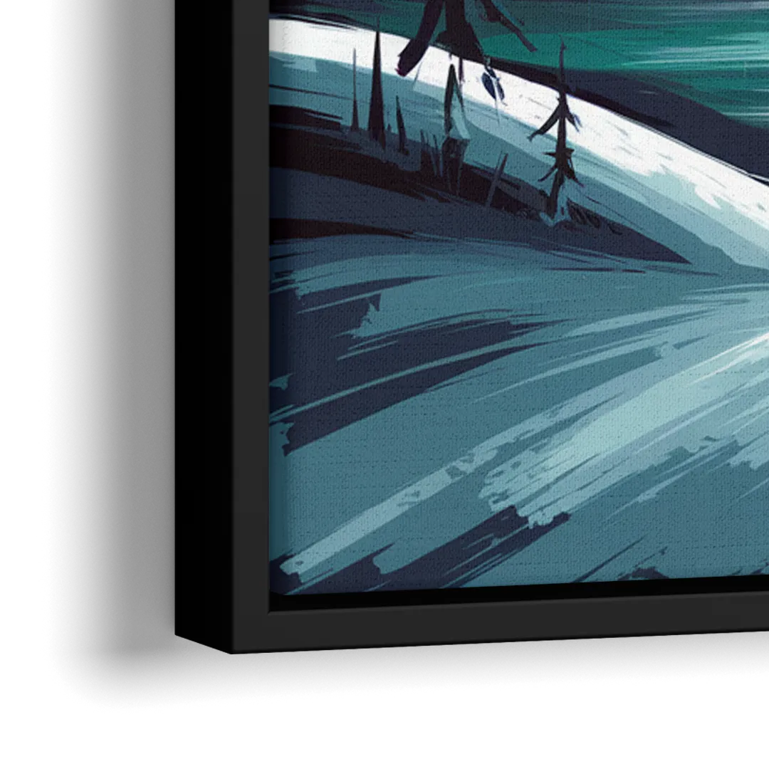 Aurora Skyline Glow - Close-Up Black Frame Canvas