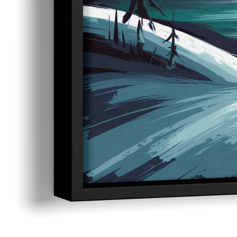 Aurora Skyline Glow - Close-Up Black Frame Canvas