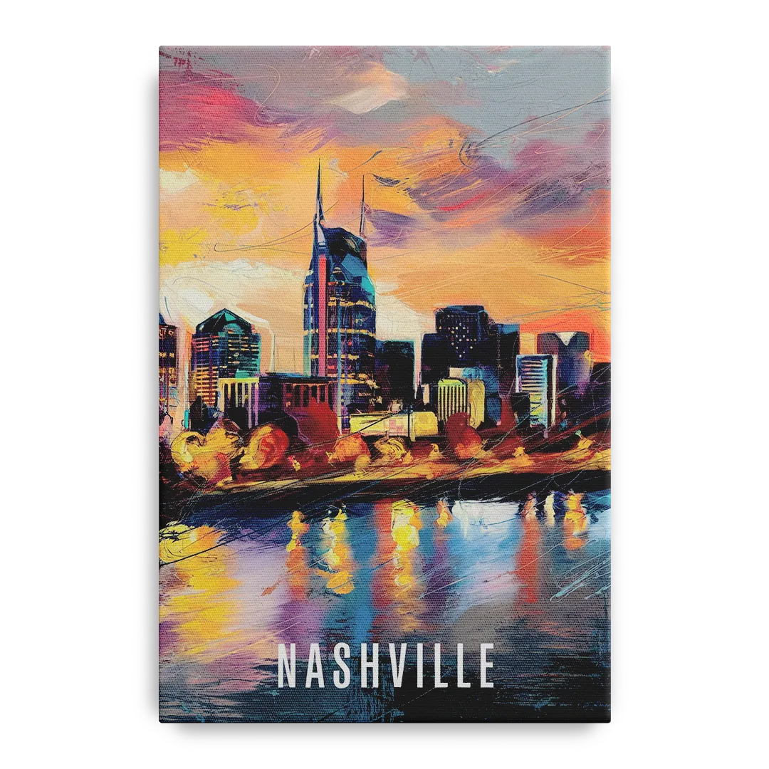 Nashville Artistic Skyline - Canvas Wall Art