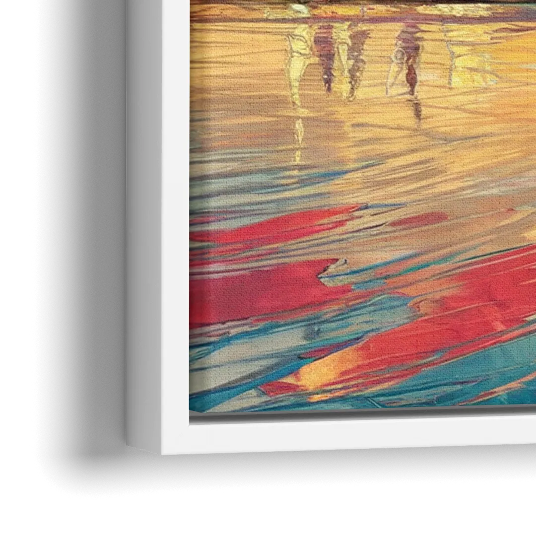 Detroit Skyline At Sunset - Close-Up White Frame Canvas