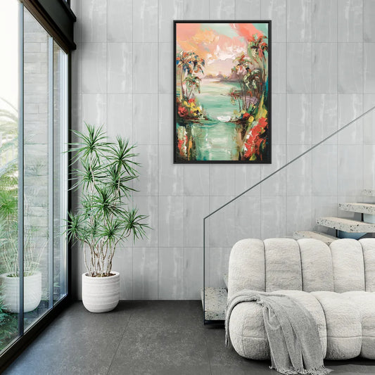 Orlando Tropical Landscape - Living Room Black Frame Canvas