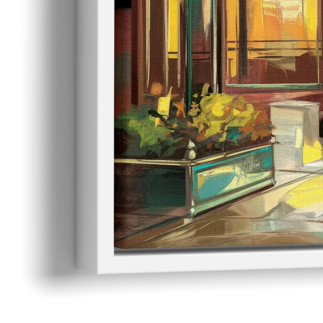 Greensboro Downtown Streetscape - Close-Up White Frame Canvas