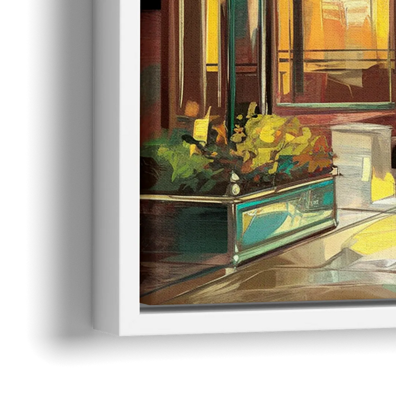 Greensboro Downtown Streetscape - Close-Up White Frame Canvas