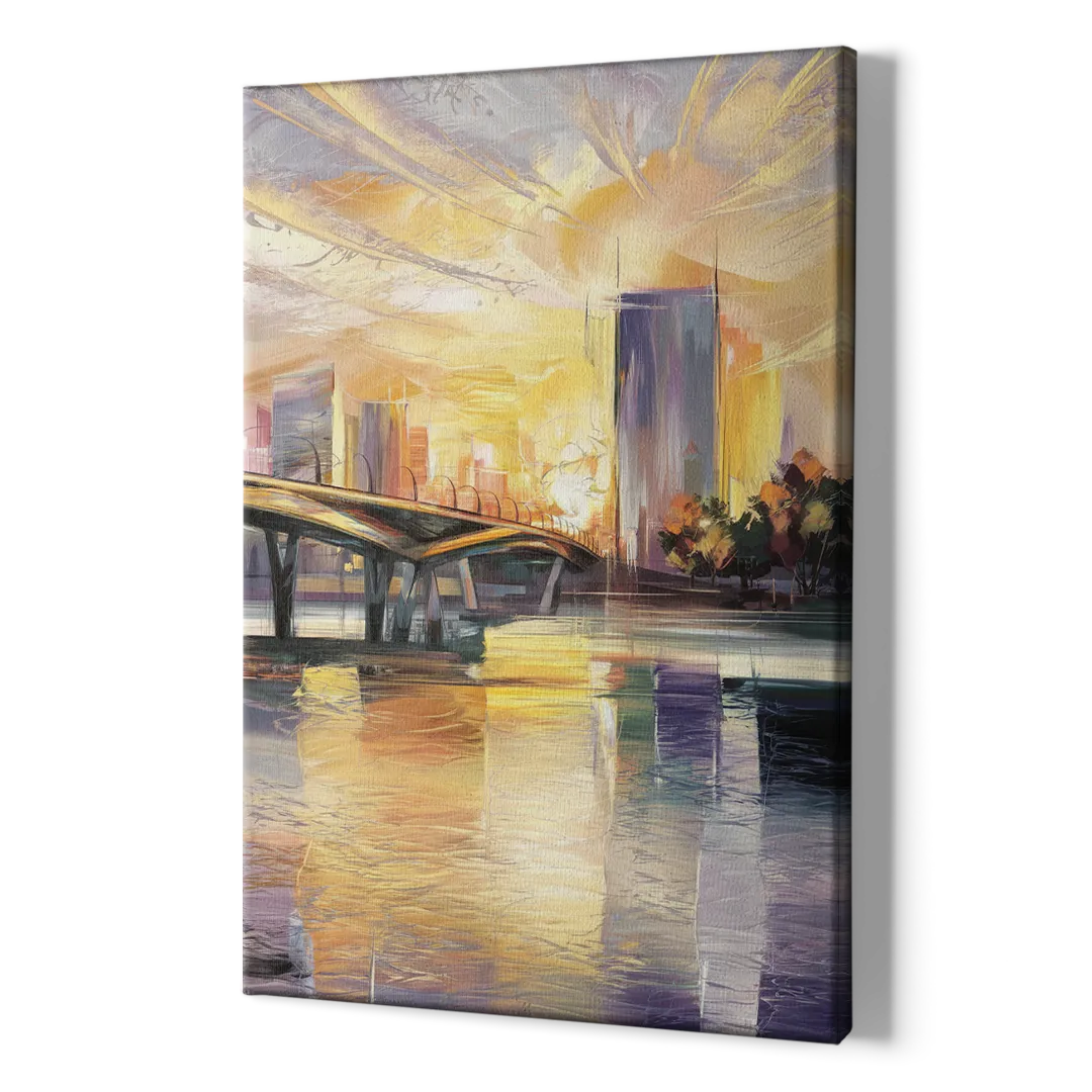 Tampa Riverwalk Sunrise - Canvas Print Art Sides