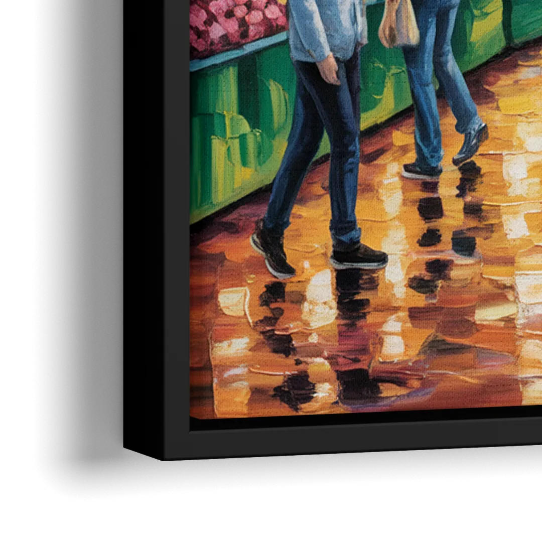 St Lawrence Market Scene - Close-Up Black Frame Canvas
