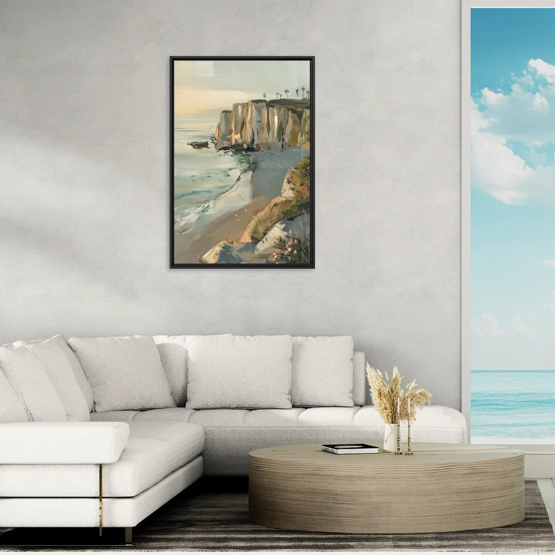 La Jolla Cliffside Beauty - Living Room Black Frame Canvas