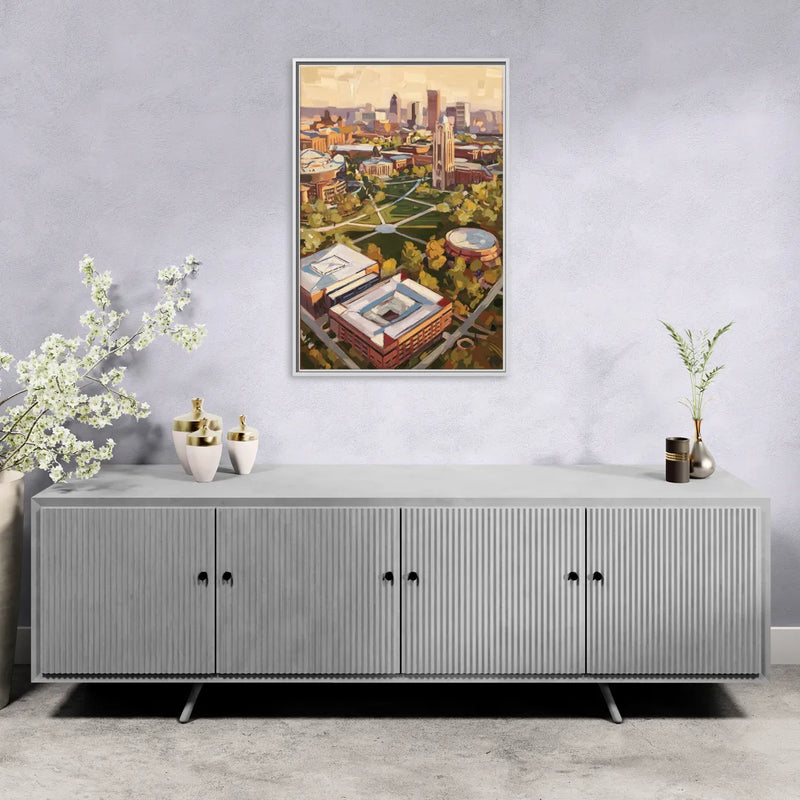 Cincinnati University Campus Highlights - Living Room White Frame Canvas