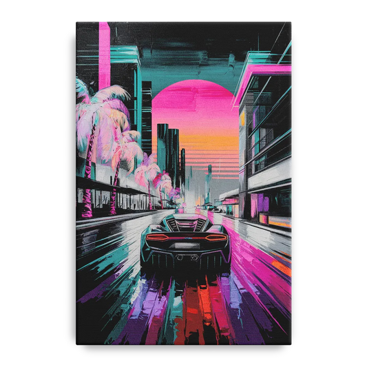 Miami Vice Neon Nights - Canvas Wall Art