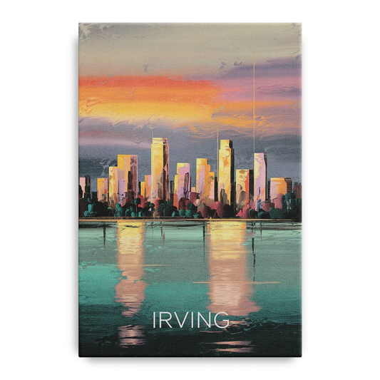 Irving Skyline Reflection - Canvas Wall Art