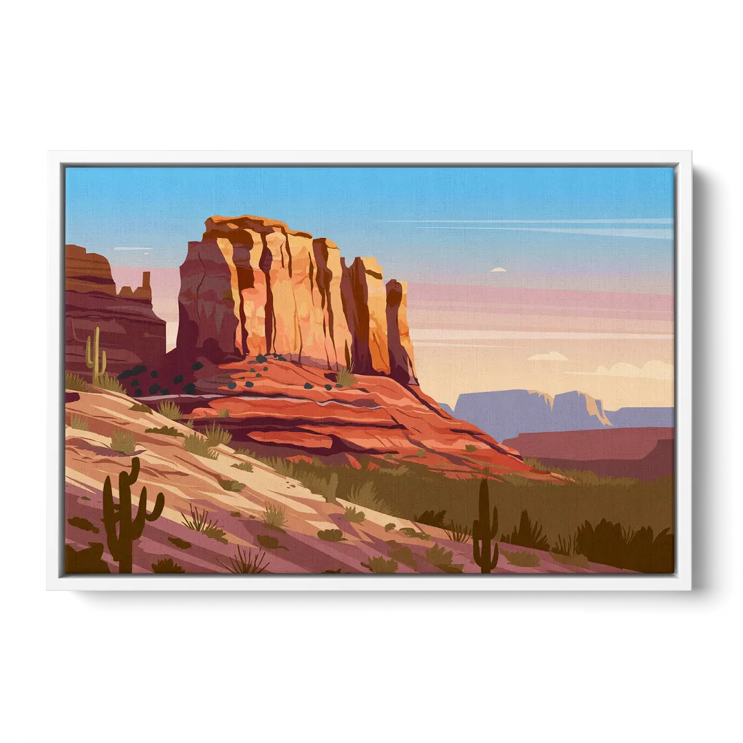 Sedona Majestic Rock Formations - White Frame Canvas