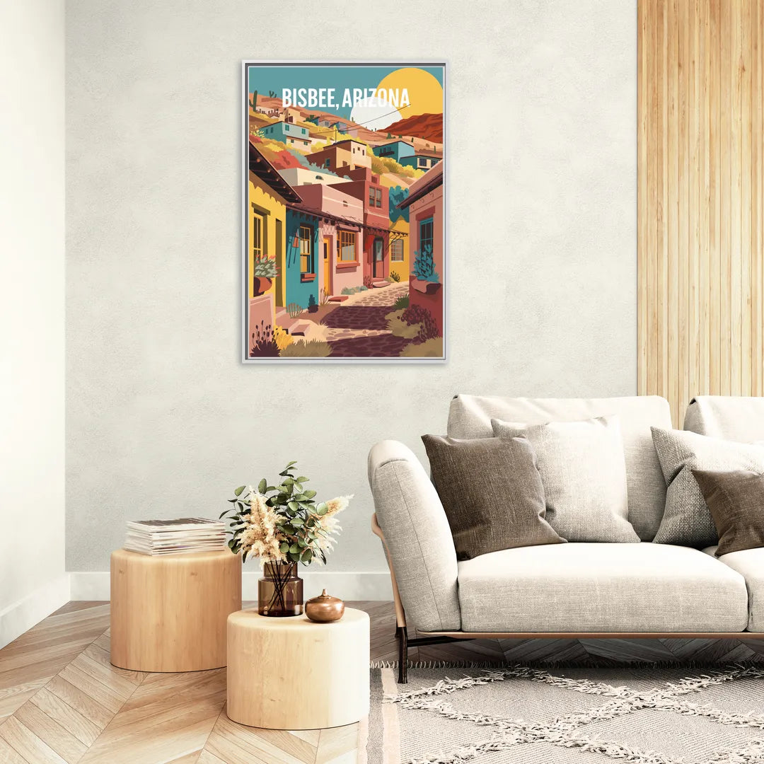 Bisbee Artistic Alleyways - Living Room White Frame Canvas