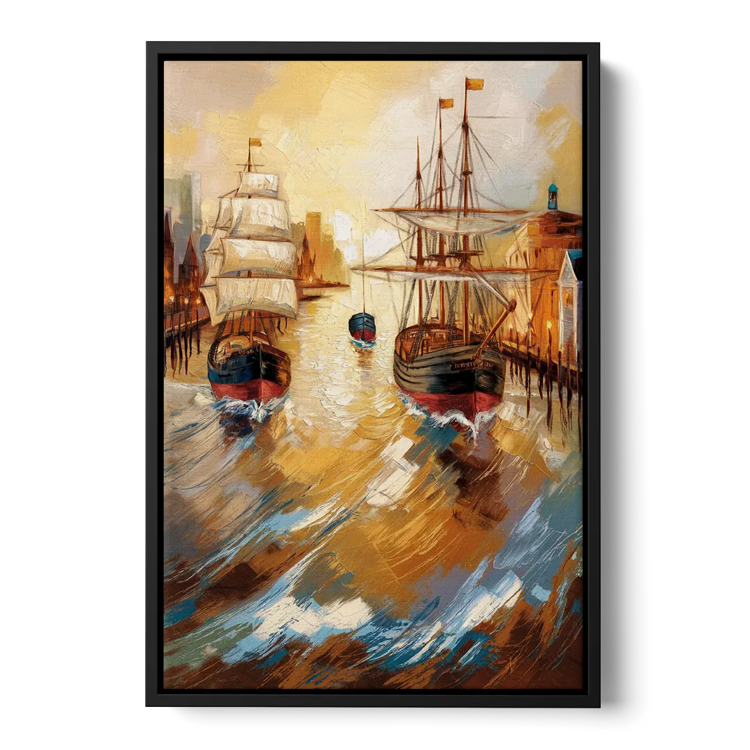 Camden Historic Waterfront - Black Frame Canvas