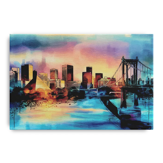 Memphis Architectural Landmarks - Canvas Wall Art