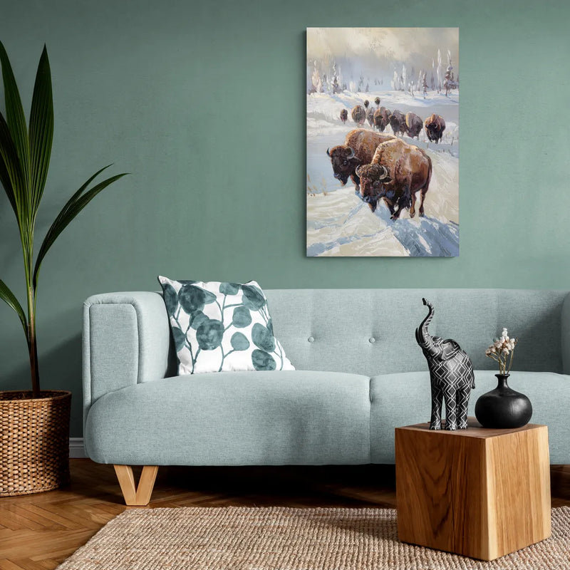 Buffalo Winter Wonderland - Canvas Wall Art Living Room