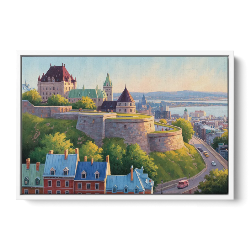 Quebec Fortress Walls - White Frame Canvas