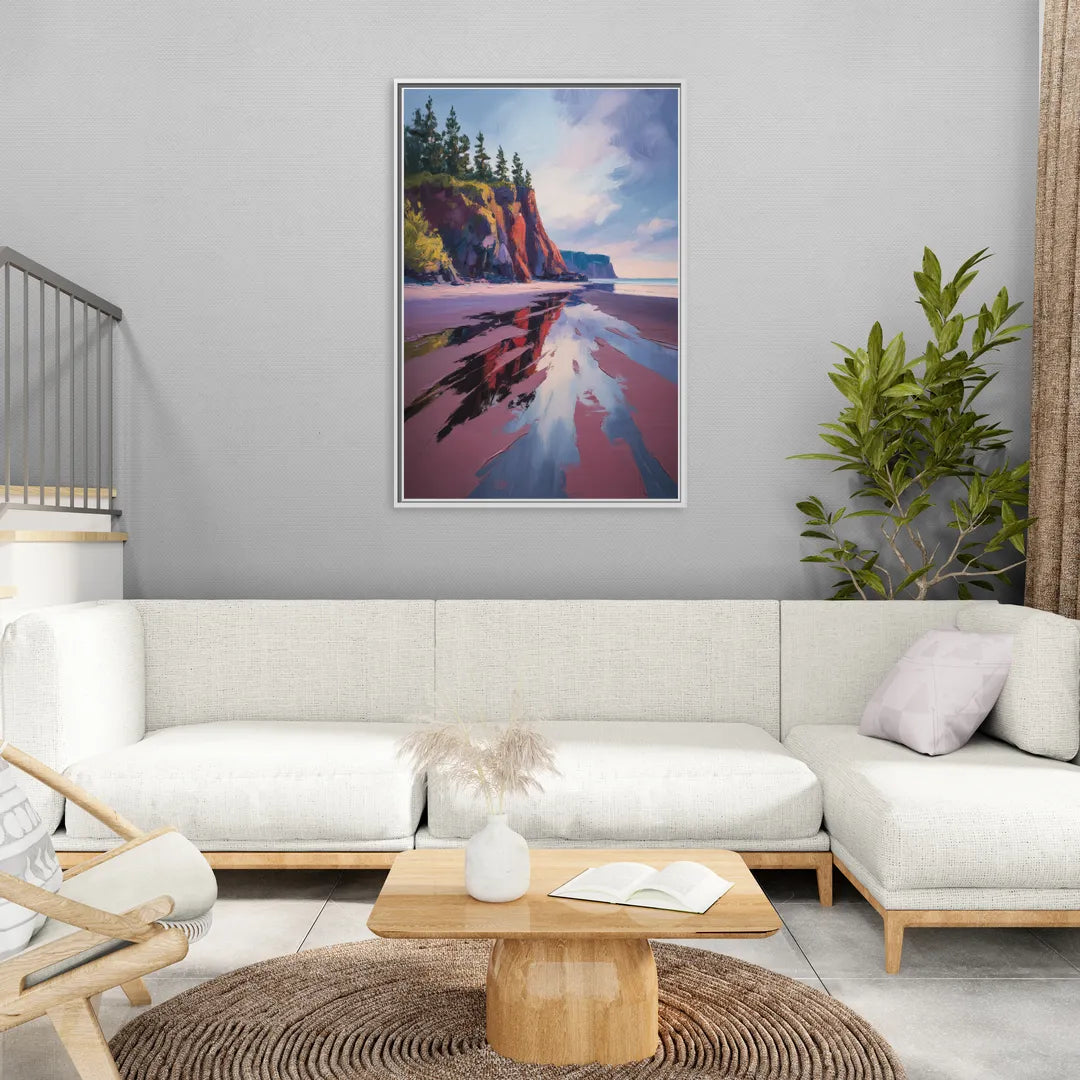 Red Sand Shores - Living Room White Frame Canvas