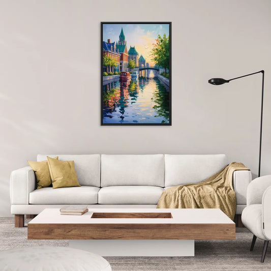 Rideau Canal Reflections - Living Room Black Frame Canvas