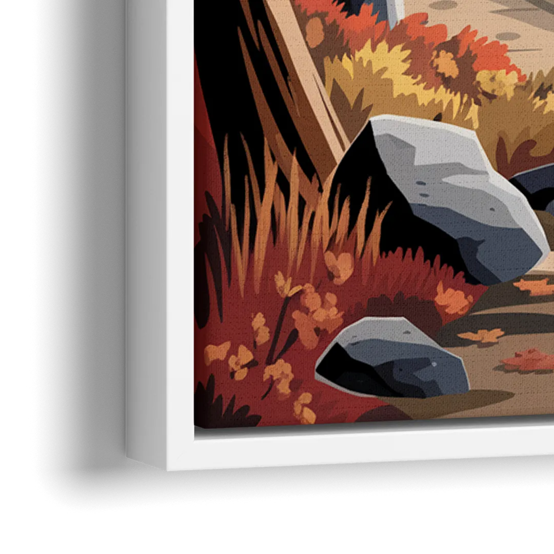 Lake Tahoe Autumn Colors - Close-Up White Frame Canvas