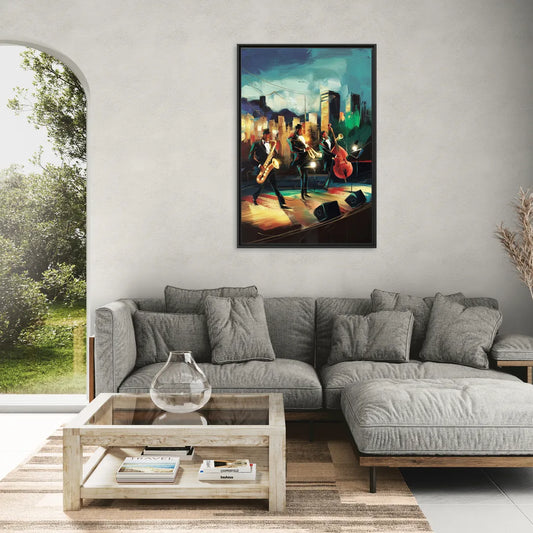 Salt Lake City Jazz Tribute - Living Room Black Frame Canvas