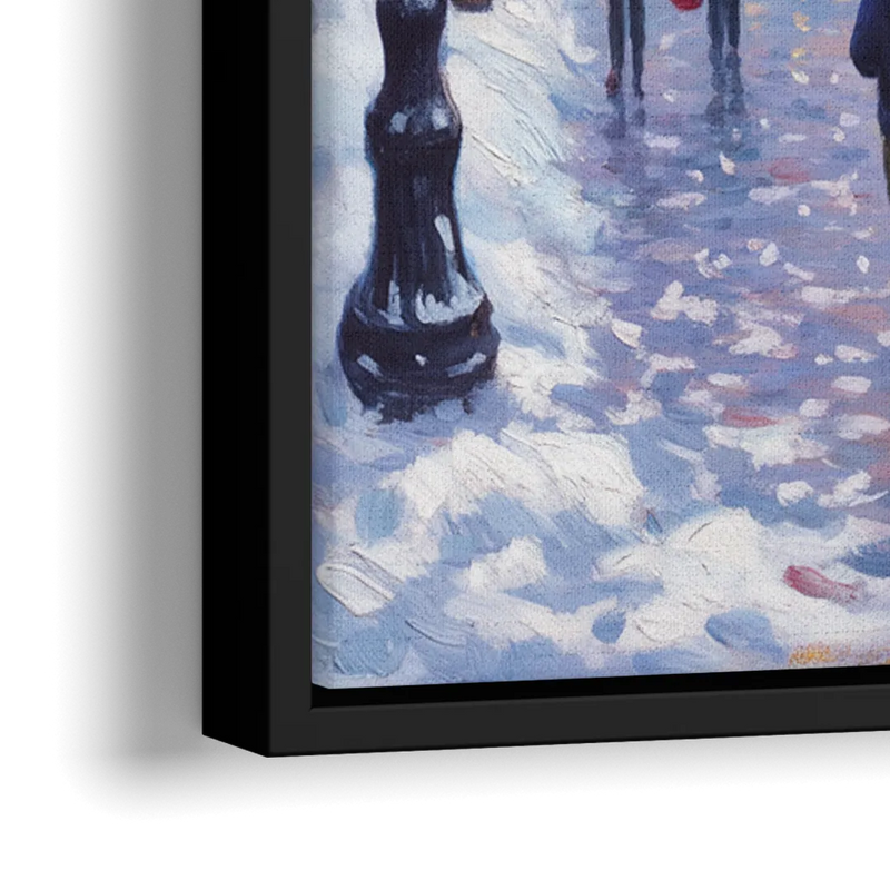 Quebec City Christmas Lights - Close-Up Black Frame Canvas