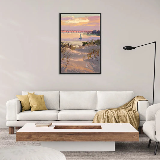 Virginia Beach Chesapeake Bay Views - Living Room Black Frame Canvas