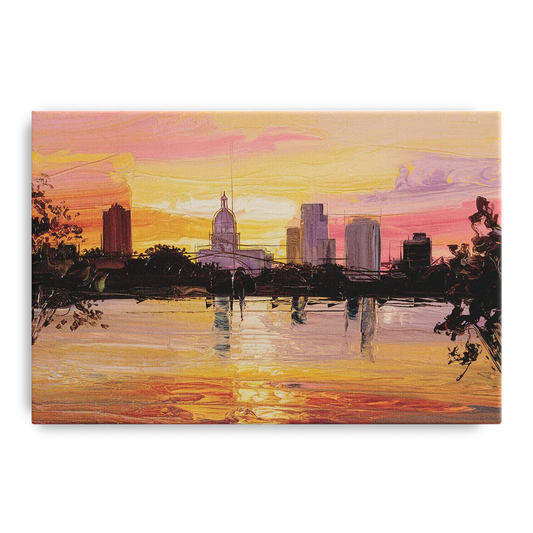 Baton Rouge Skyline Sunset - Canvas Wall Art