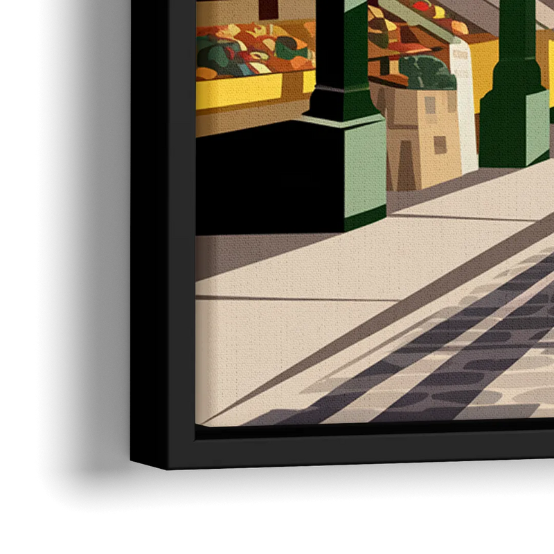 Omaha Old Market Charm - Close-Up Black Frame Canvas