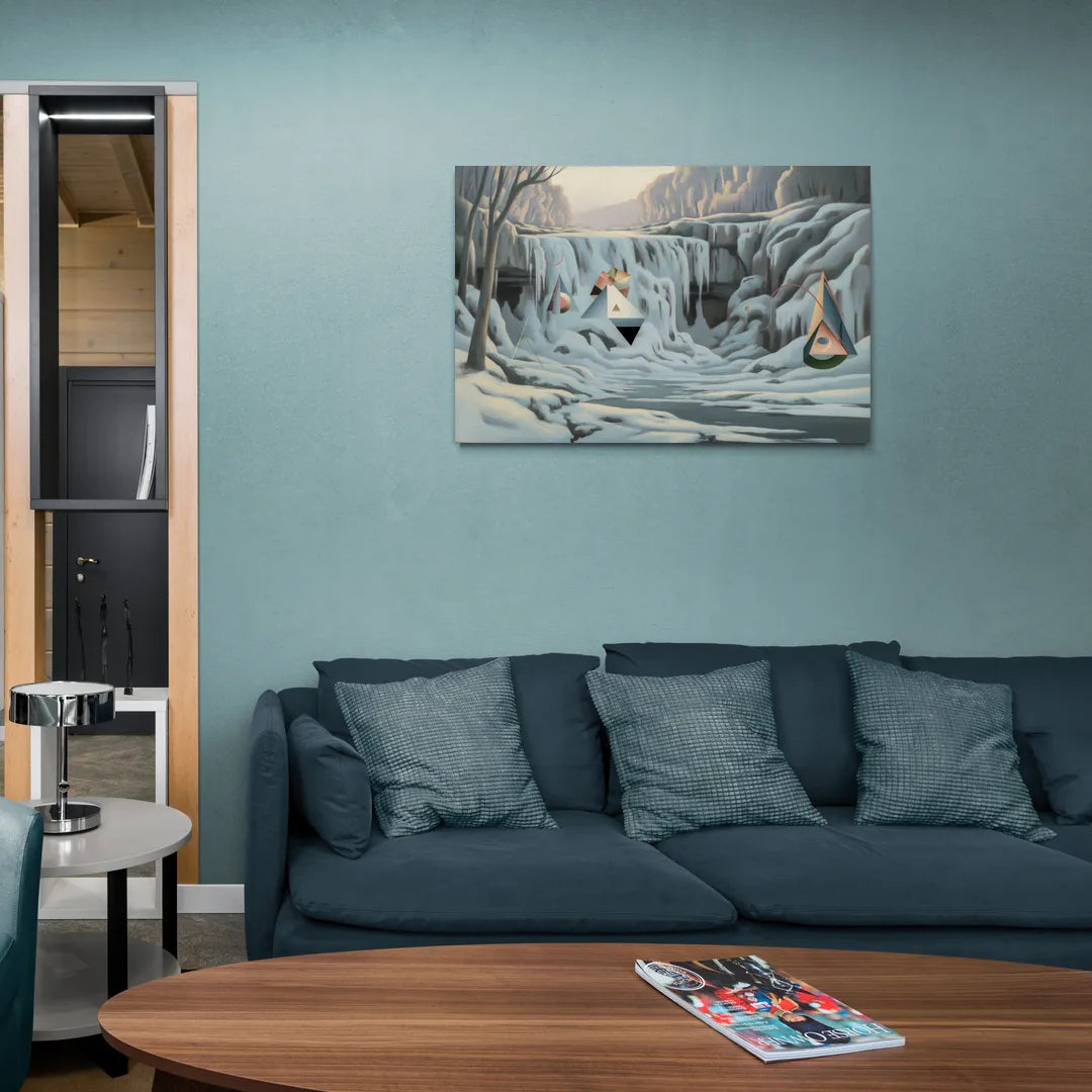 Frozen Falls in Winter - Canvas Wall Art Living Room