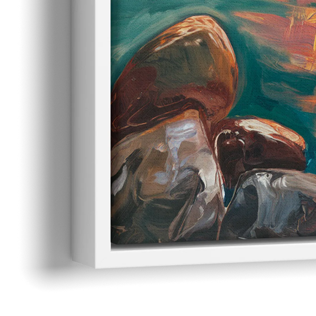 Lake Tahoe Sunset Reflections - Close-Up White Frame Canvas