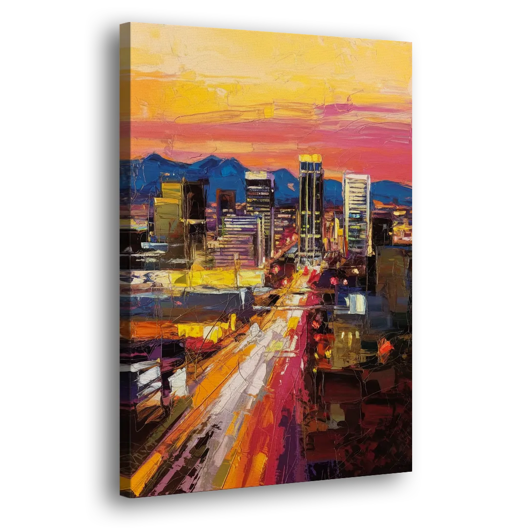Phoenix Arizona Downtown Lights - Canvas Print Art Sides