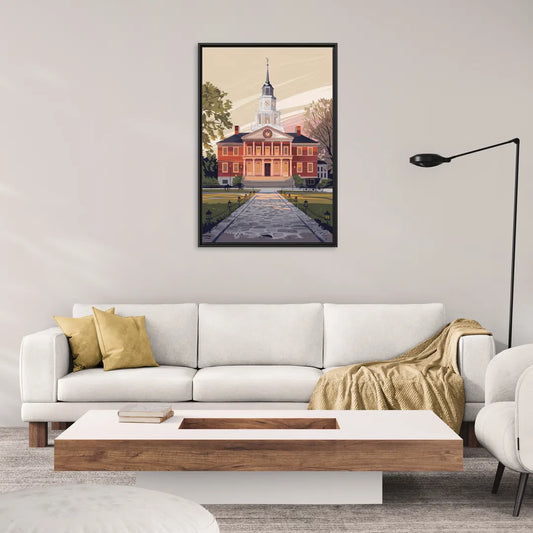 Philadelphia Independence Hall - Living Room Black Frame Canvas