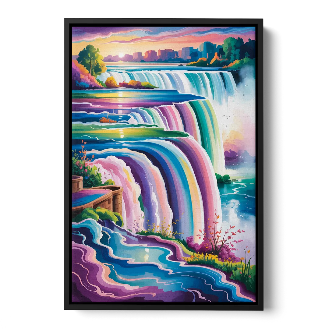 Niagara Falls Summer View - Black Frame Canvas