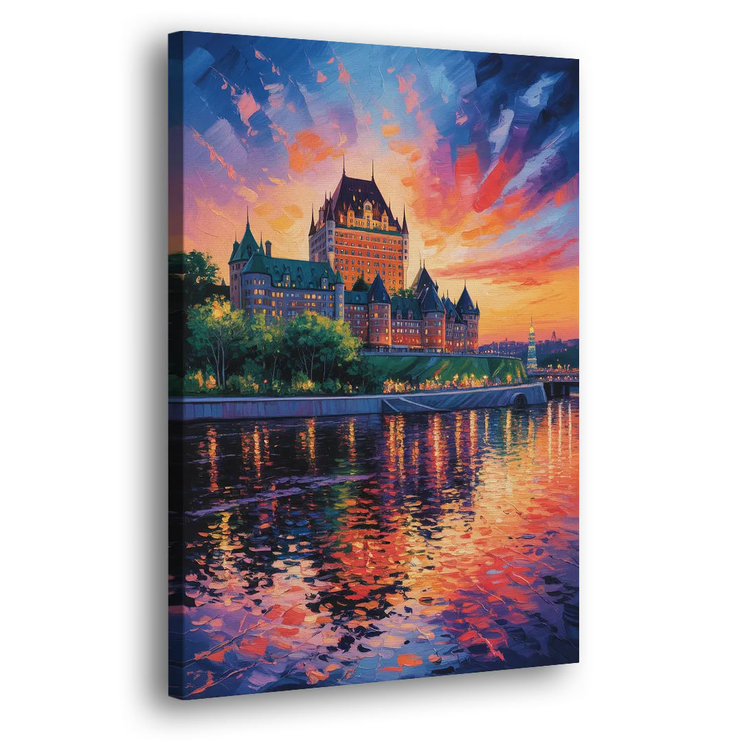 Chteau Frontenac at Sunset - Canvas Print Art Sides