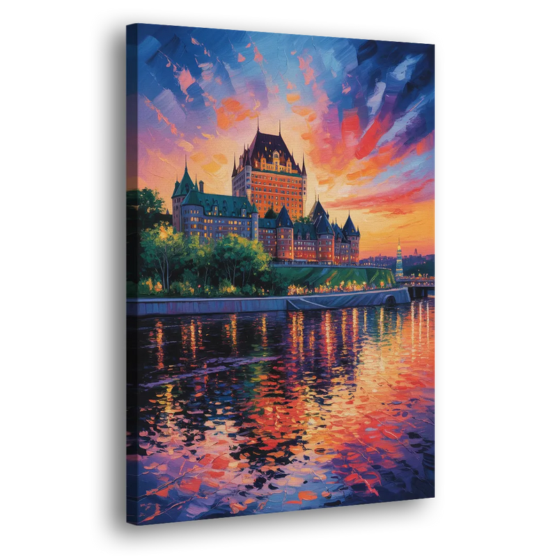 Chteau Frontenac at Sunset - Canvas Print Art Sides