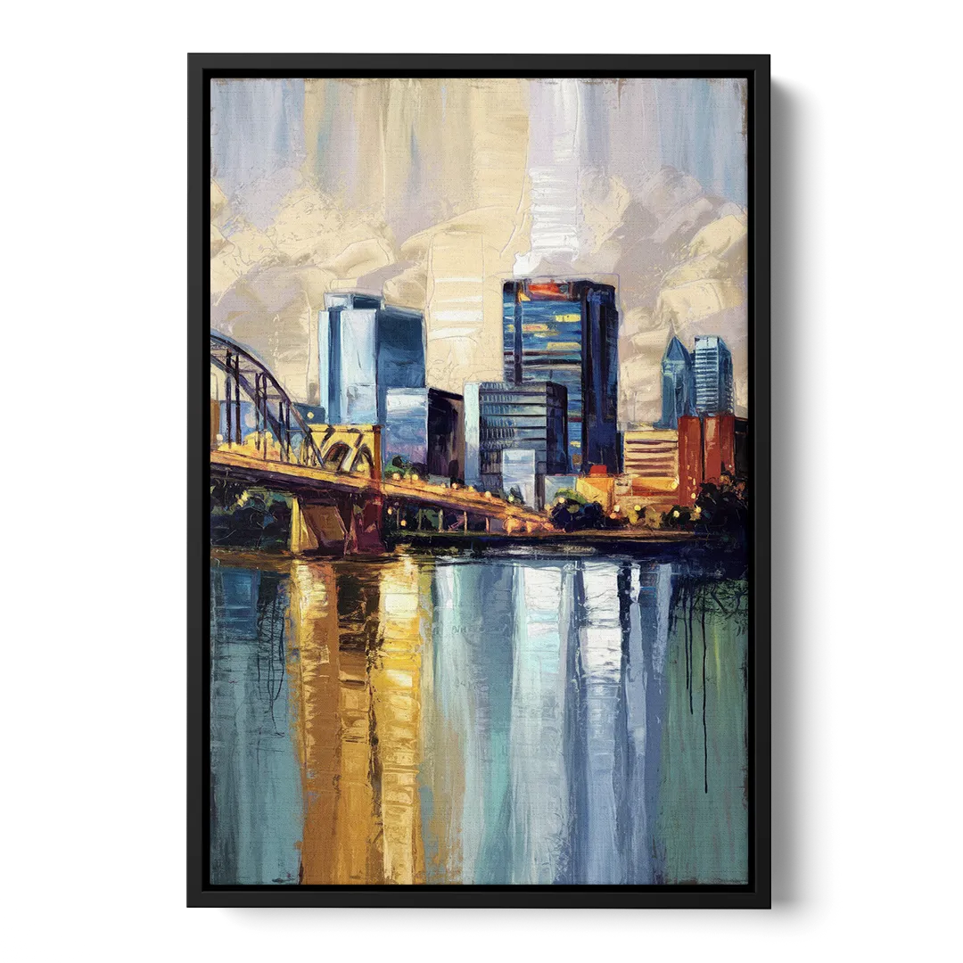 Memphis Downtown Charm - Black Frame Canvas