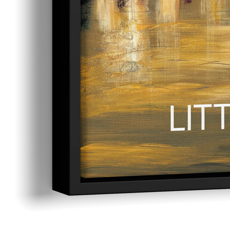 Little Rock Nighttime Skyline - Close-Up Black Frame Canvas