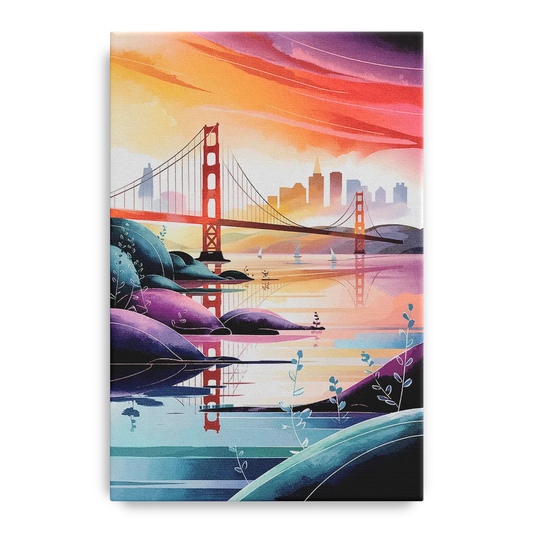 San Francisco Golden Gate Reflection - Canvas Wall Art